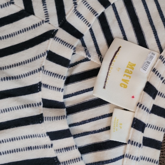 NEW Anthropologie Maeve Galena Flounced Tunic Striped Mini Dress Black White - Picture 3 of 4